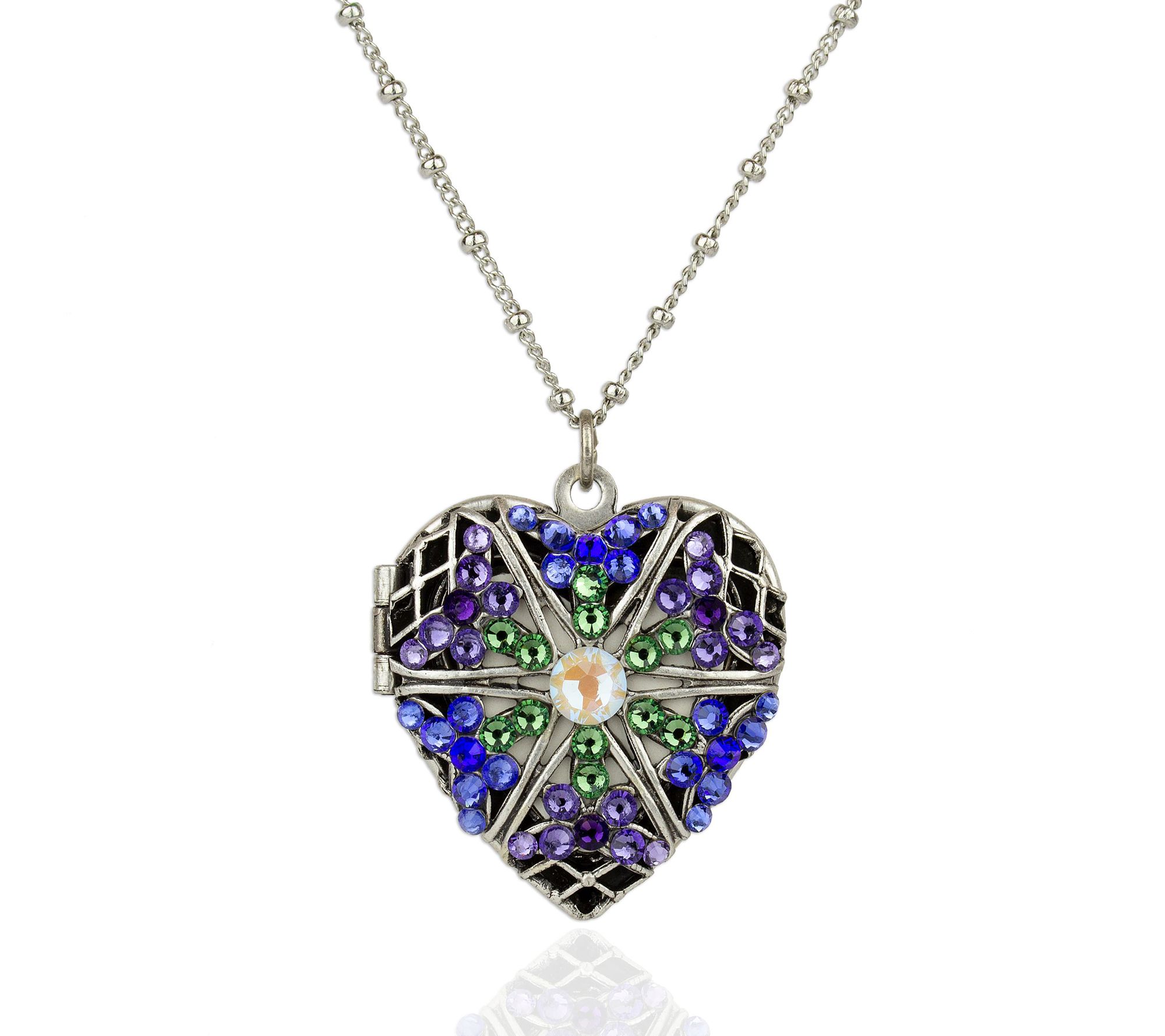 Anne Koplik Crystal Filigree Heart Lock et w/ C hain
