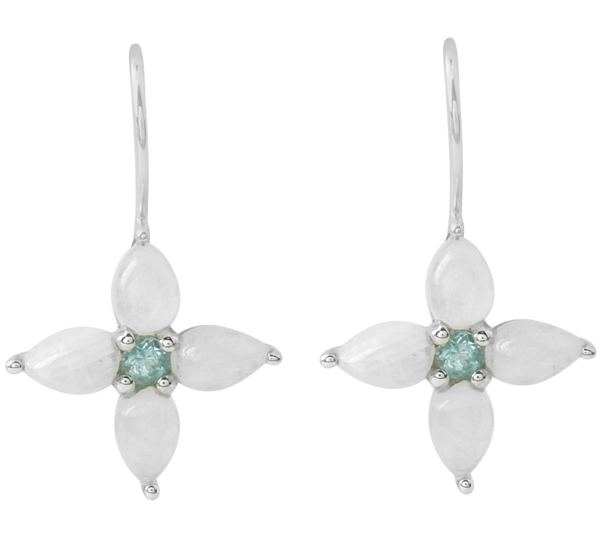 Sterling Silver Moonstone & Blue Topaz Flower E rrings