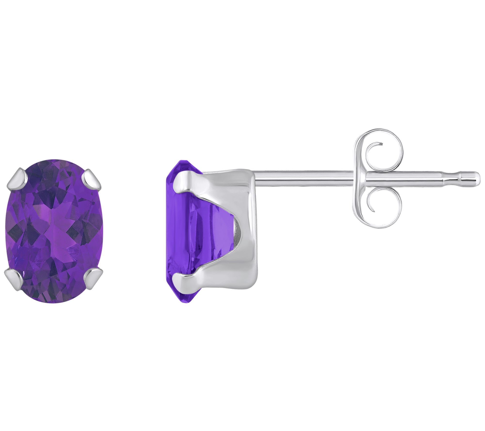 Affinity Gems Oval Gemstone Stud Earrings, 10K hite Gold