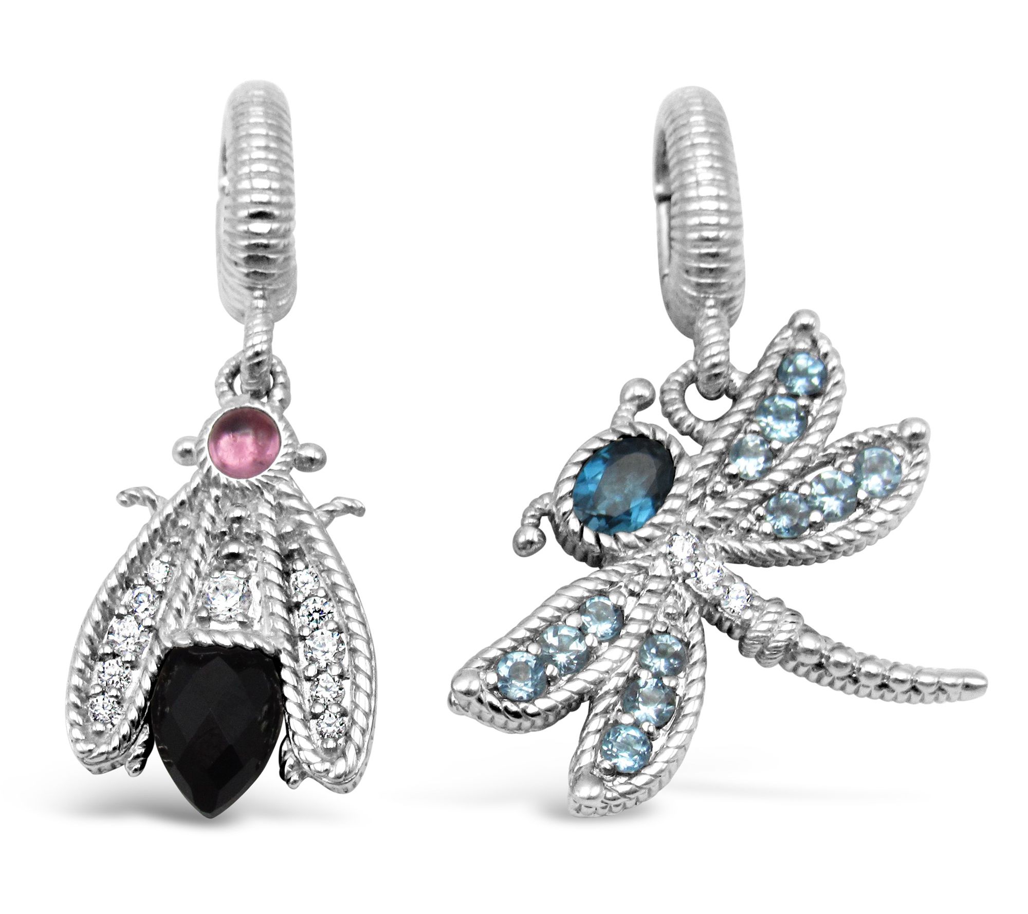Judith Ripka Sterling Diamonique Gemstone Set o f Two Enhancer