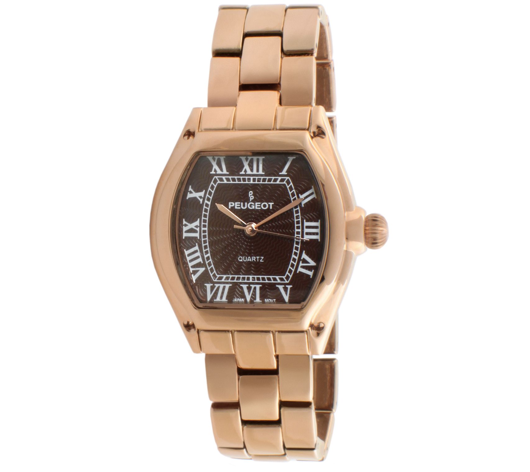 Peugeot Womens Rosetone Brown Dial Bracelet Wa tch