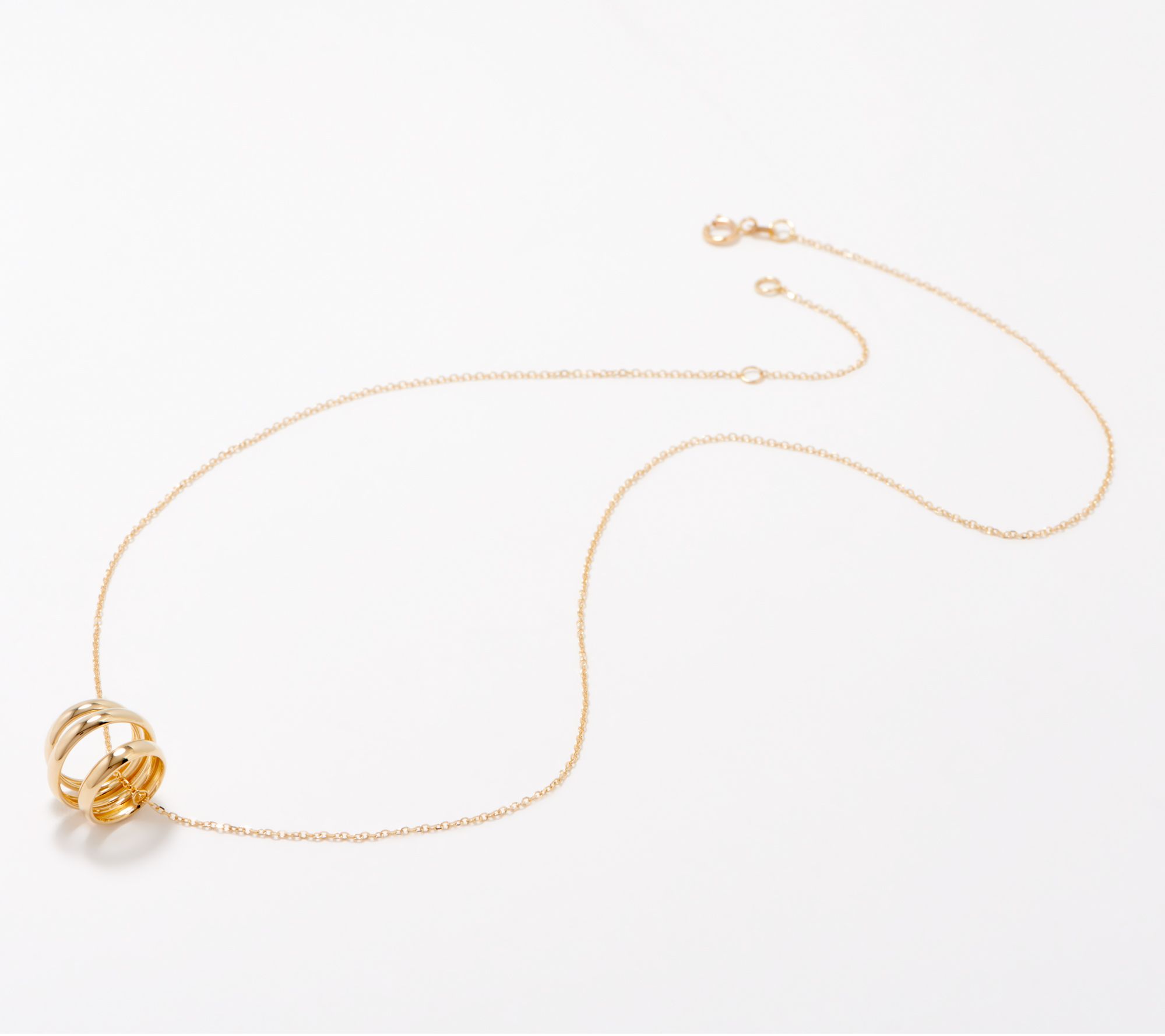 Italian Gold Triple Ring Circle 18 Necklace, 2.4g