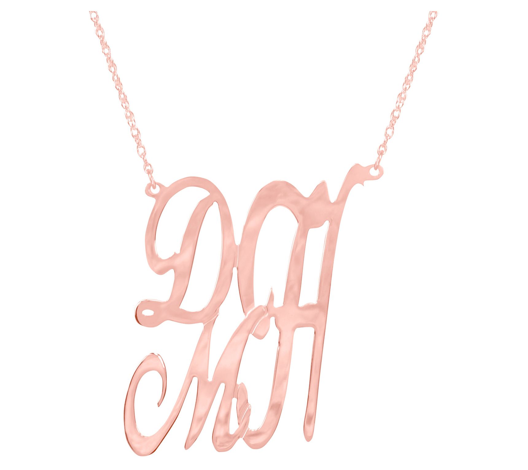 14K Rose Gold Plated Stacked Monogram Necklace