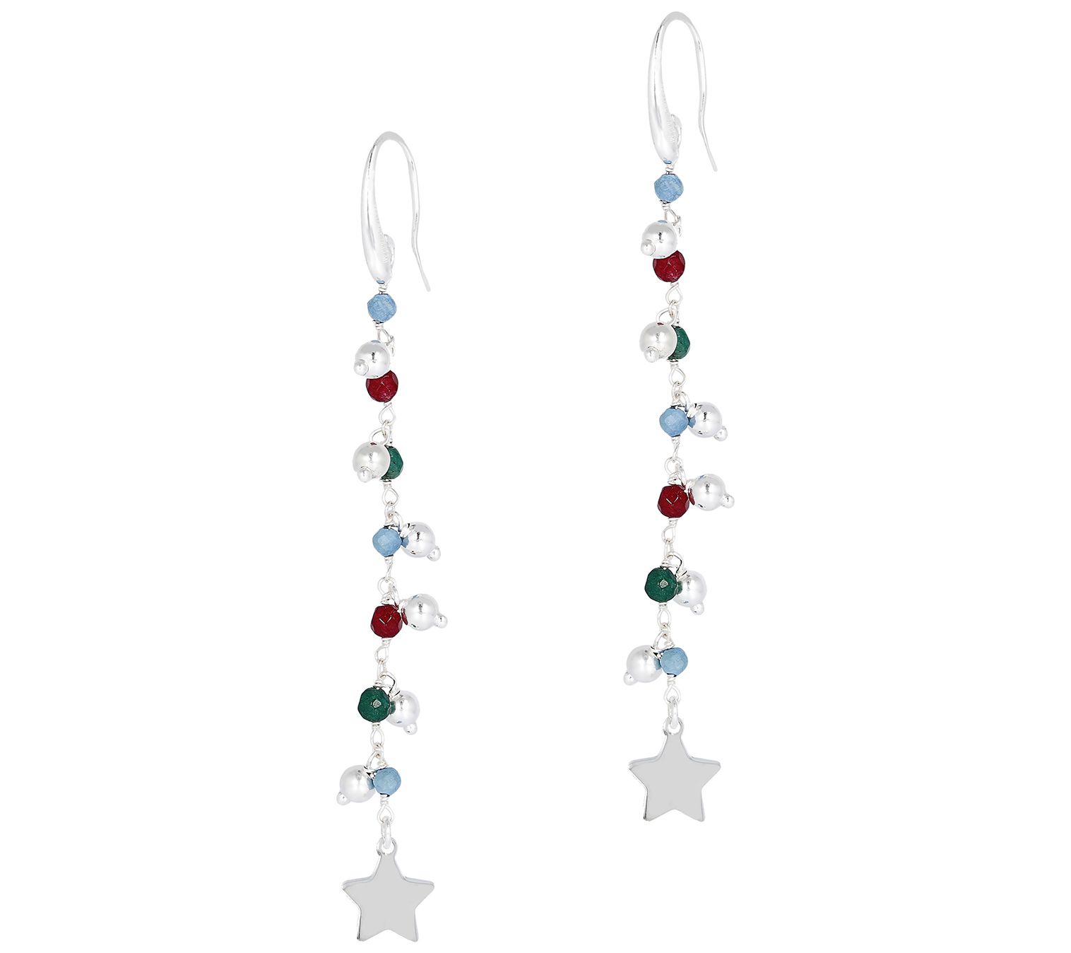 Italian Silver Multi-Gemstone Dangle Earrings