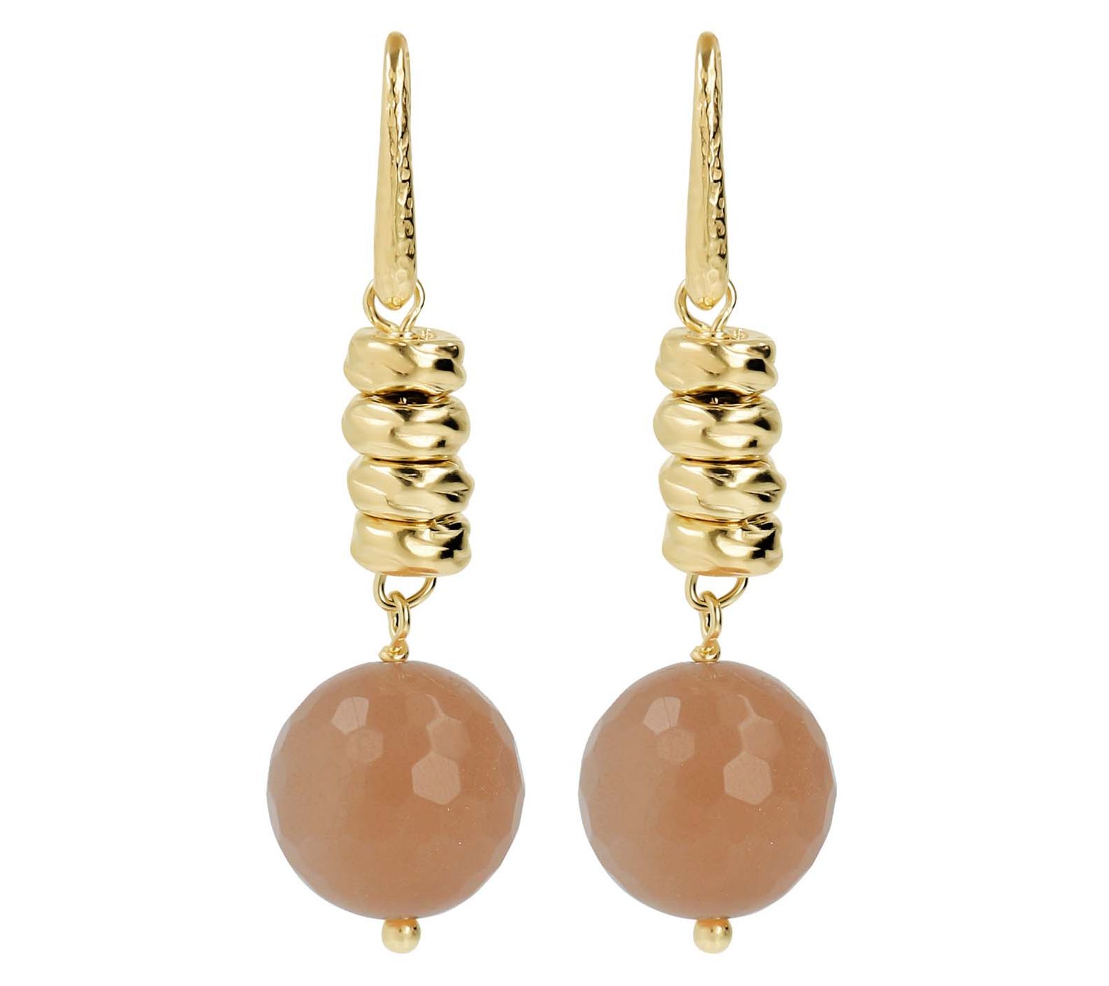 Veronese 18K Gold Plated Orange Agate Bead Dangle Earrings