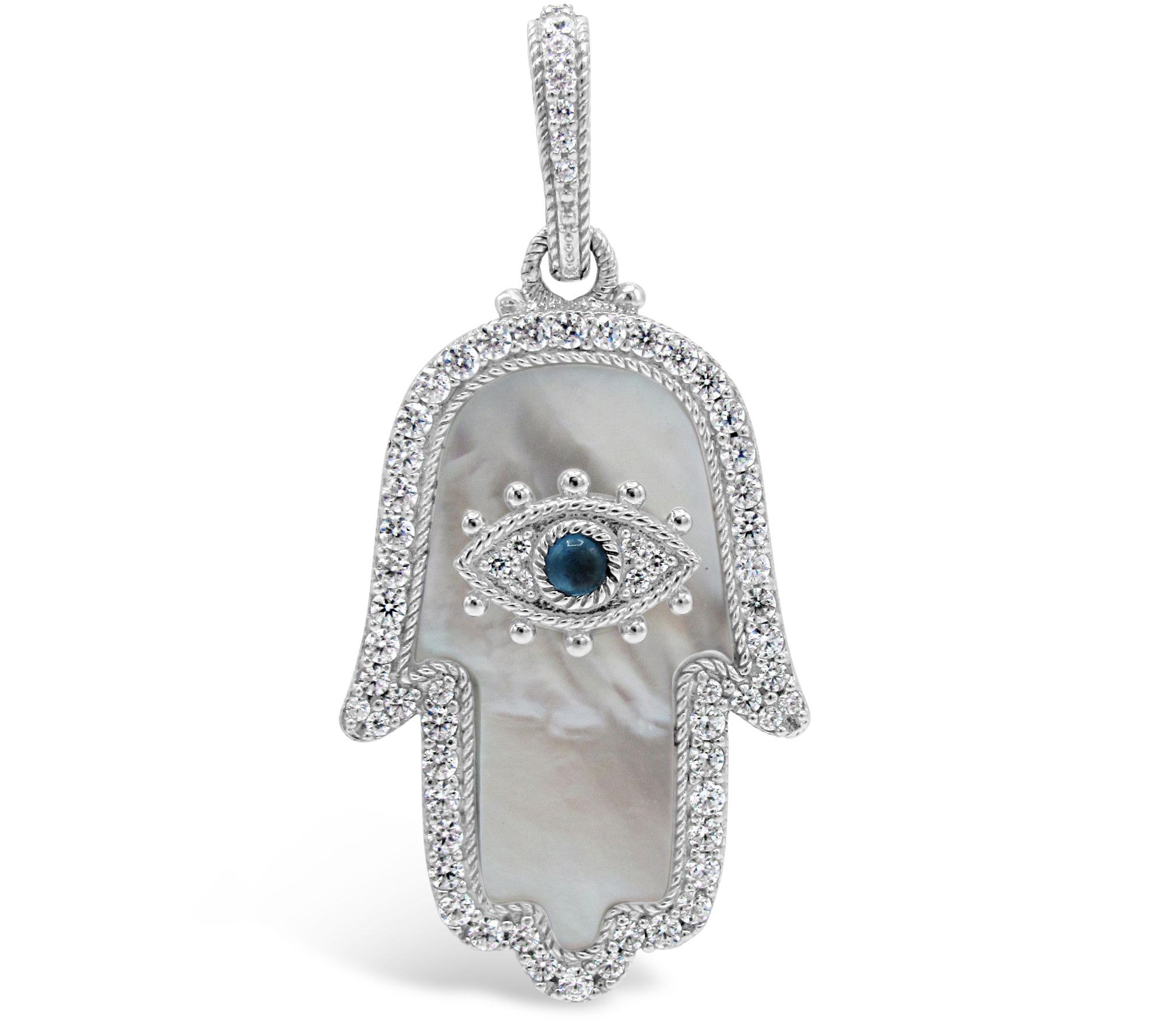 JUDITH Classic Sterling Diamonique Gemstone Hamsa Enhancer