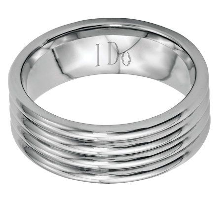 Stainless Steel 8mm Polished Grooved Engravabl e Ring