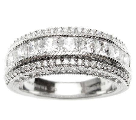 Judith Ripka Sterling Diamonique Round & Prince ss Band Ring