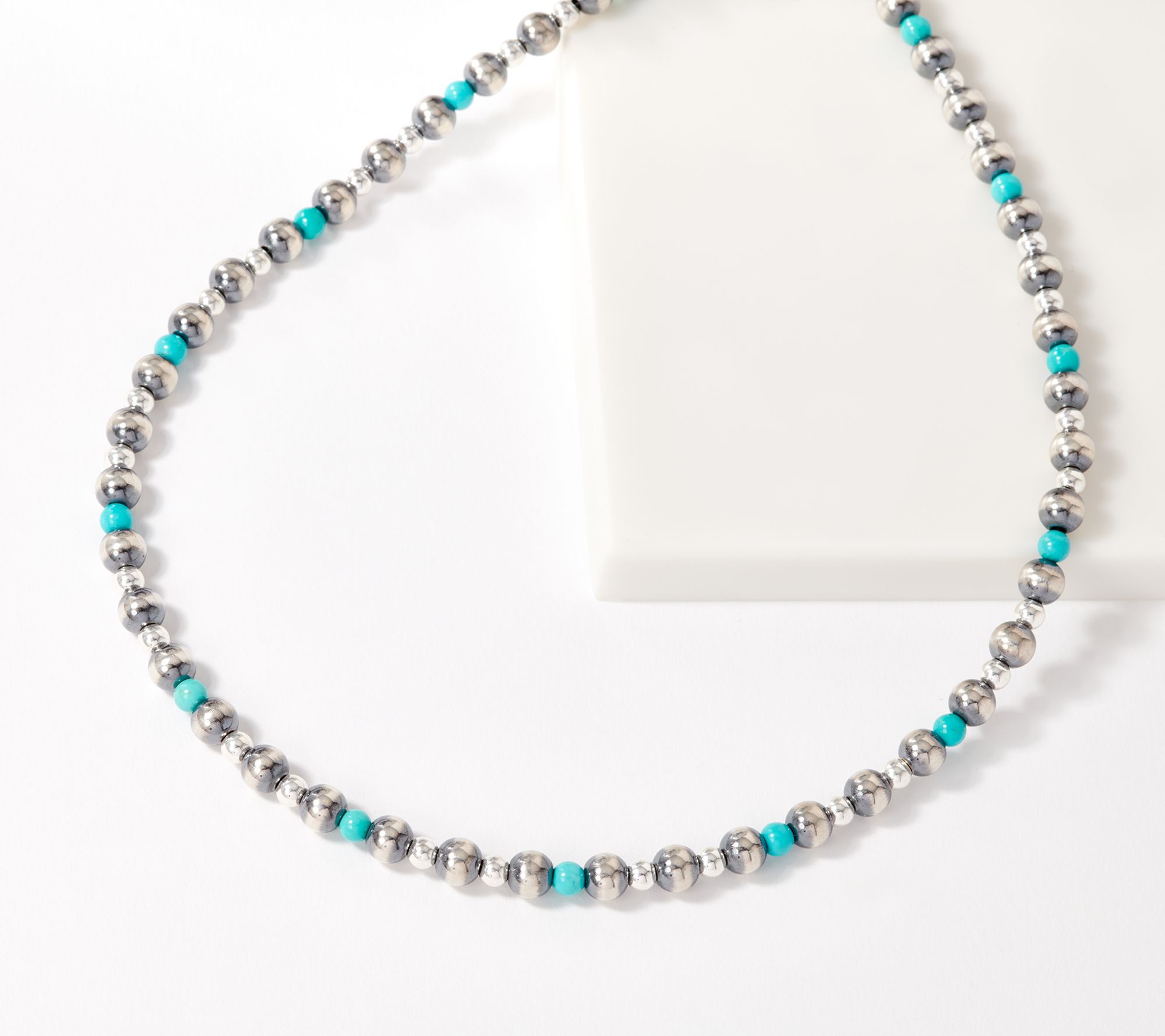 American West Sterling Silver Gemstone Bead 17 Necklace