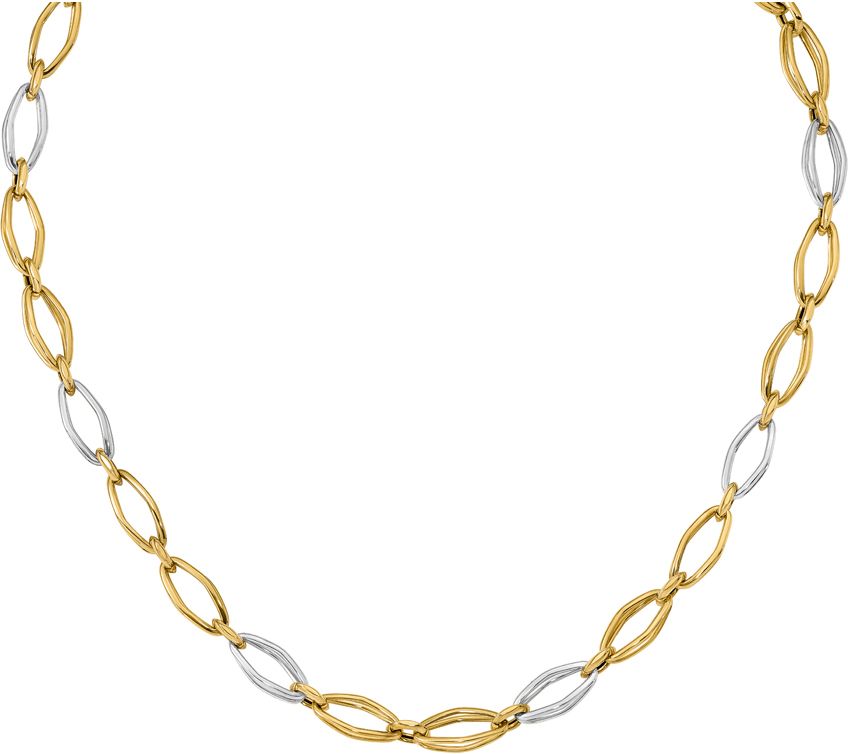 Italian Gold Two-tone Oval Fancy Link 18  Neck lace 14K, 11.3