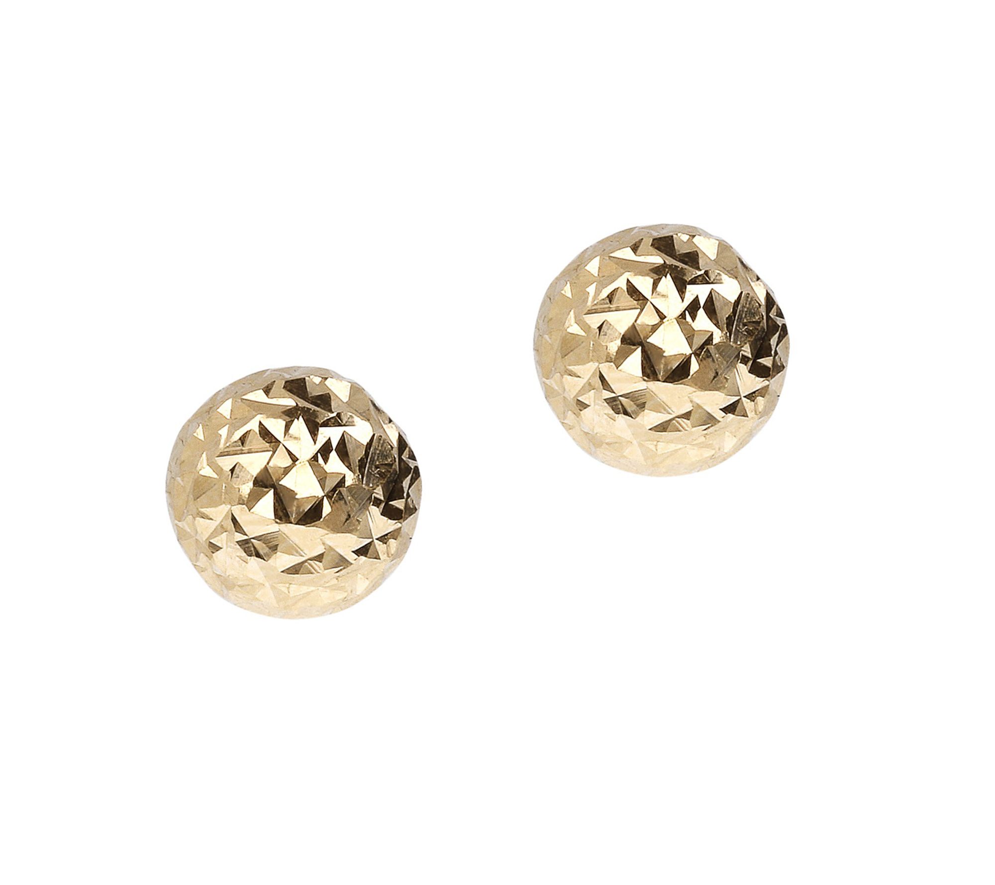 Italian Silver 8mm Round Diamond-Cut Bead Earrings, Sterling
