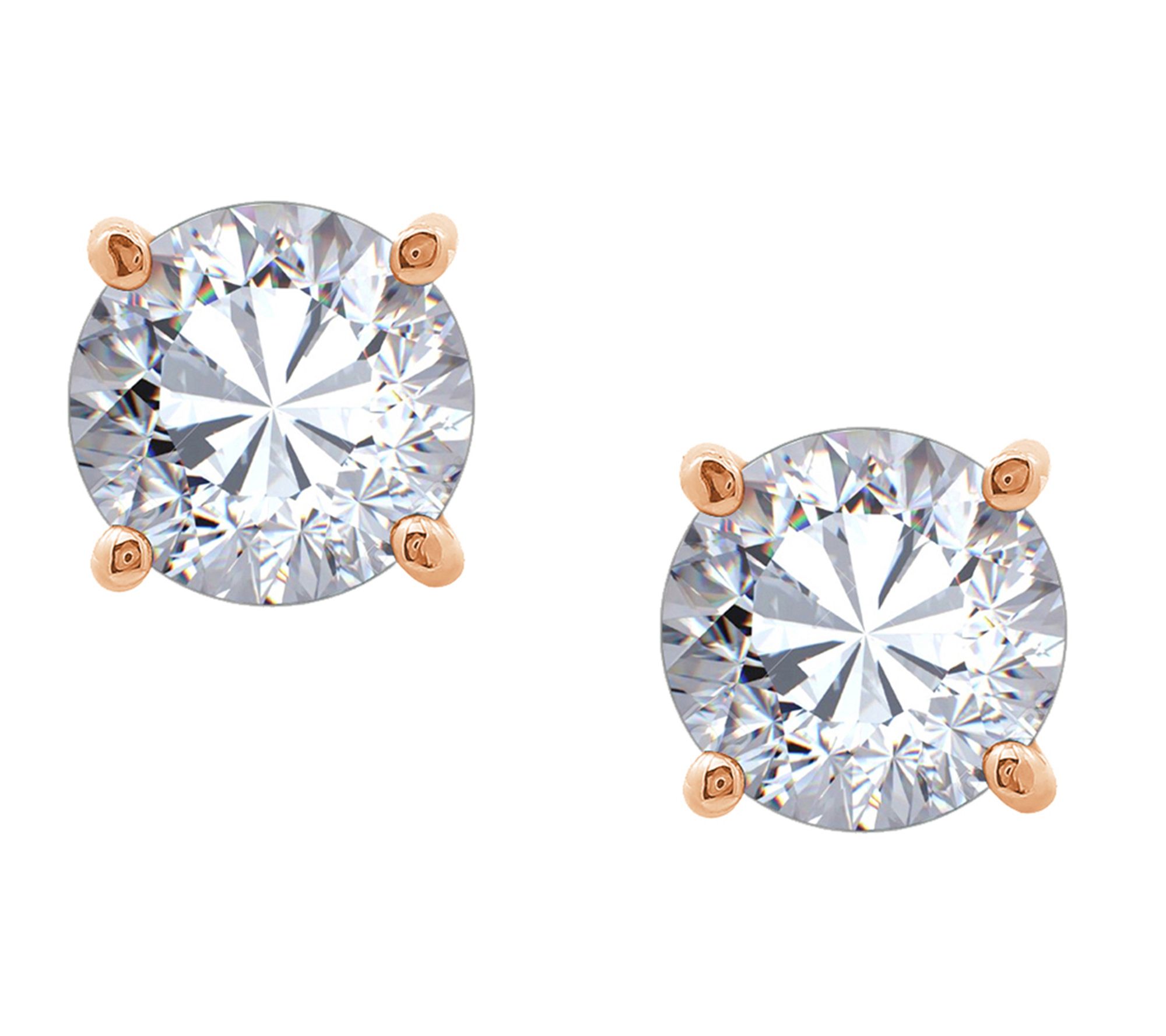 Diamonique Sterling 3.00 cttw Round Stud Earrings - QVC.com