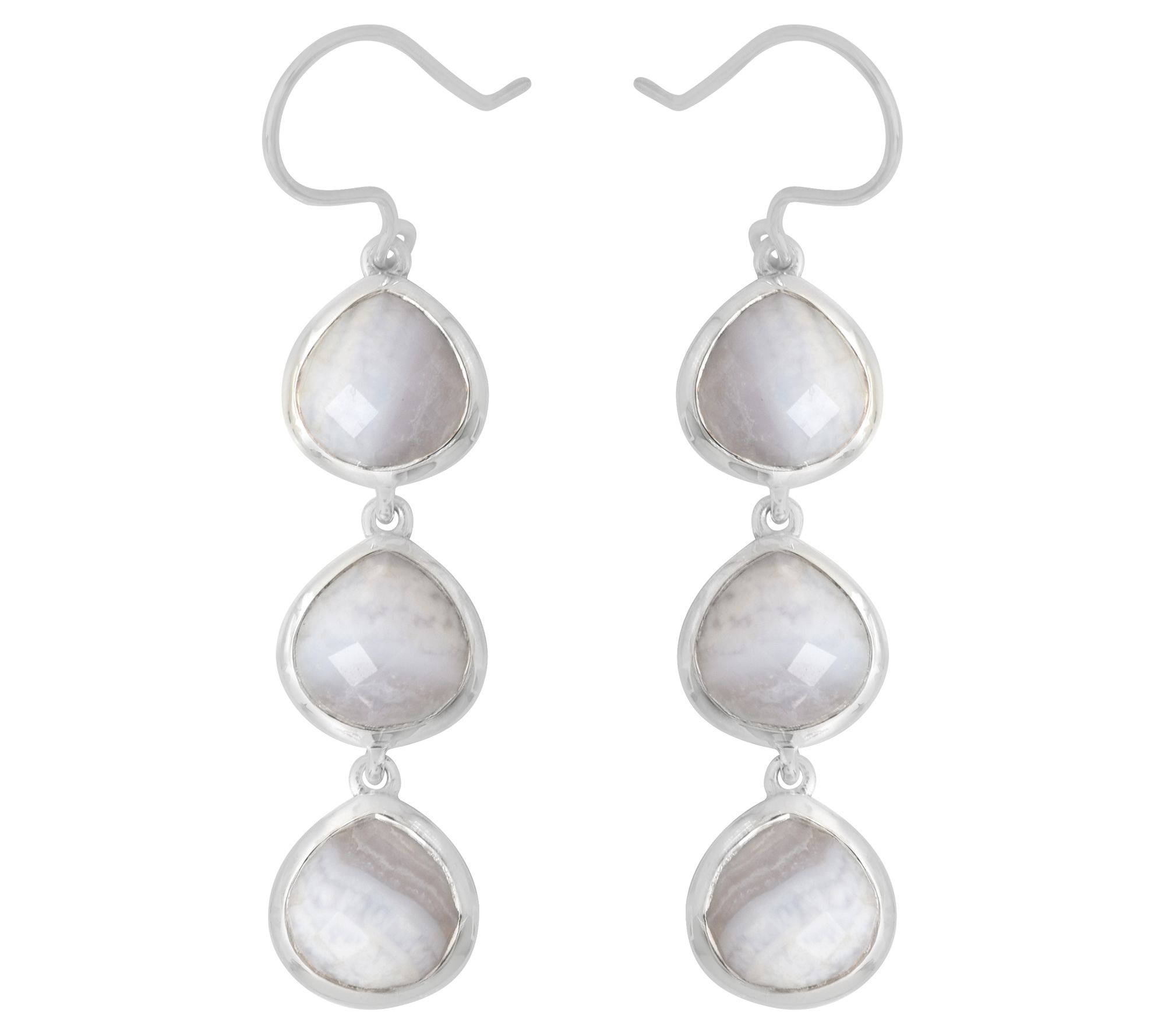 Sterling Silver Blue Lace Chalcedony Dangle Ear ings