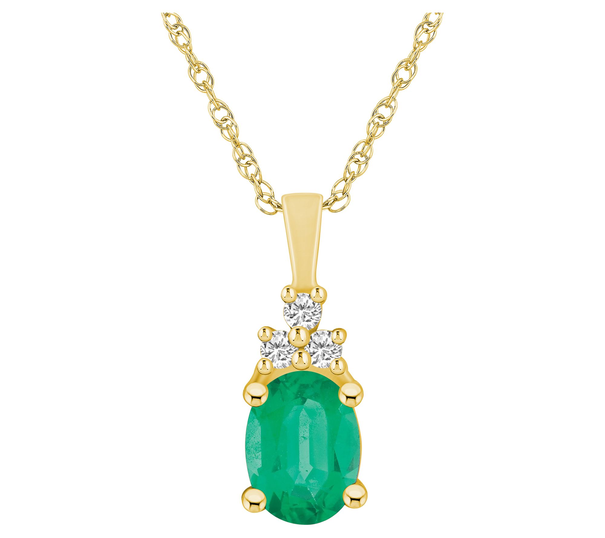 Affinity Gems Oval Cut Emerald Pendant, 1.20 ct w, 14K Gold
