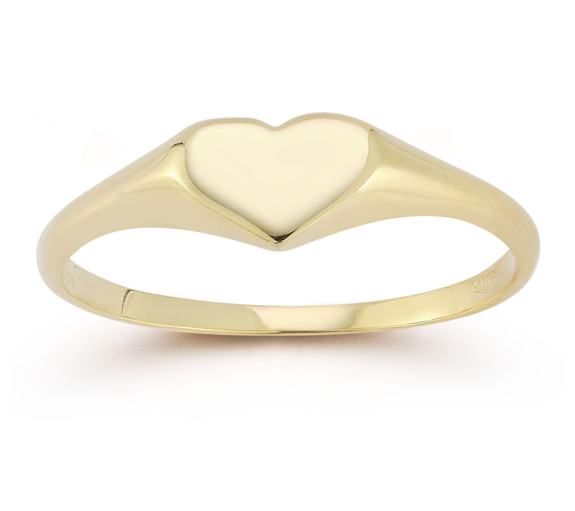 Italian Gold Heart Signet Ring, 14K