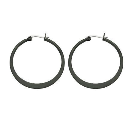 Steel by Design Black-Plated Hoop E arrings