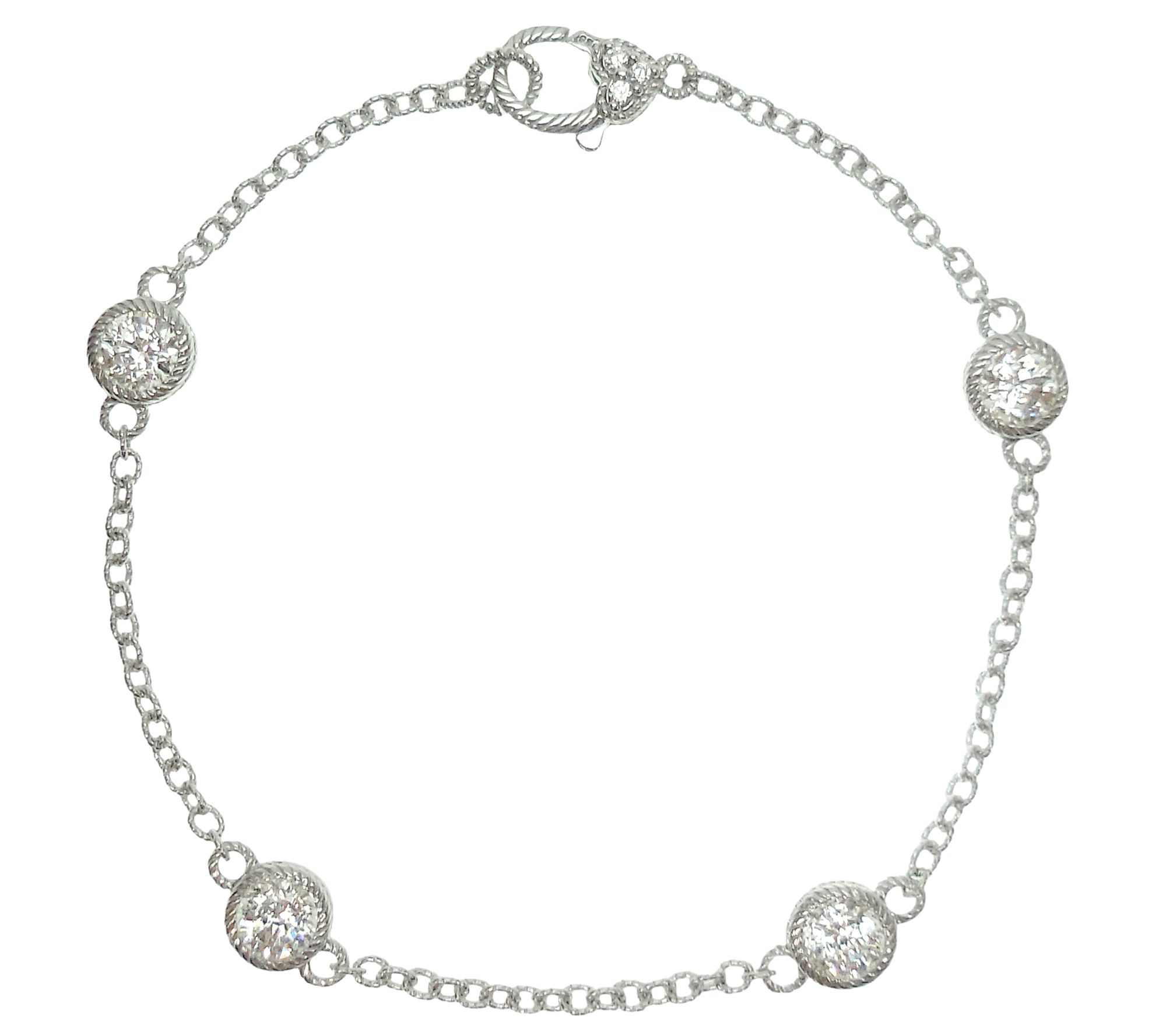 Judith Ripka Sterling Silver 9 Station Anklet