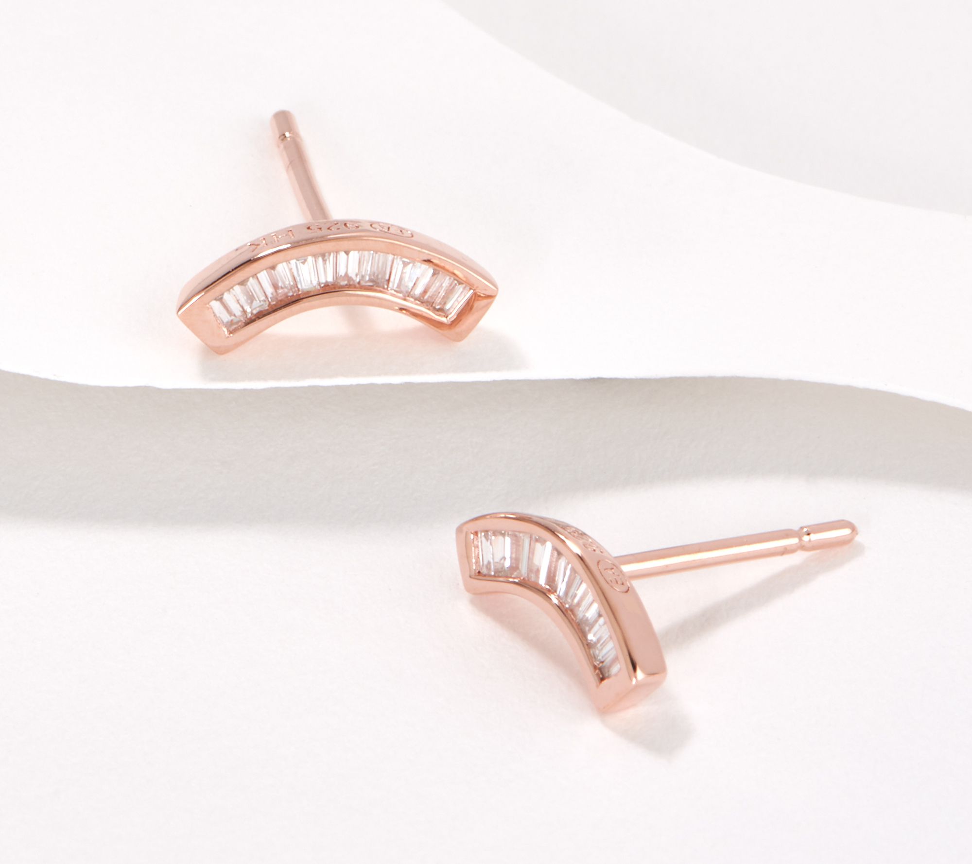 Affinity Sterling Silver Baguette Diamond Studs