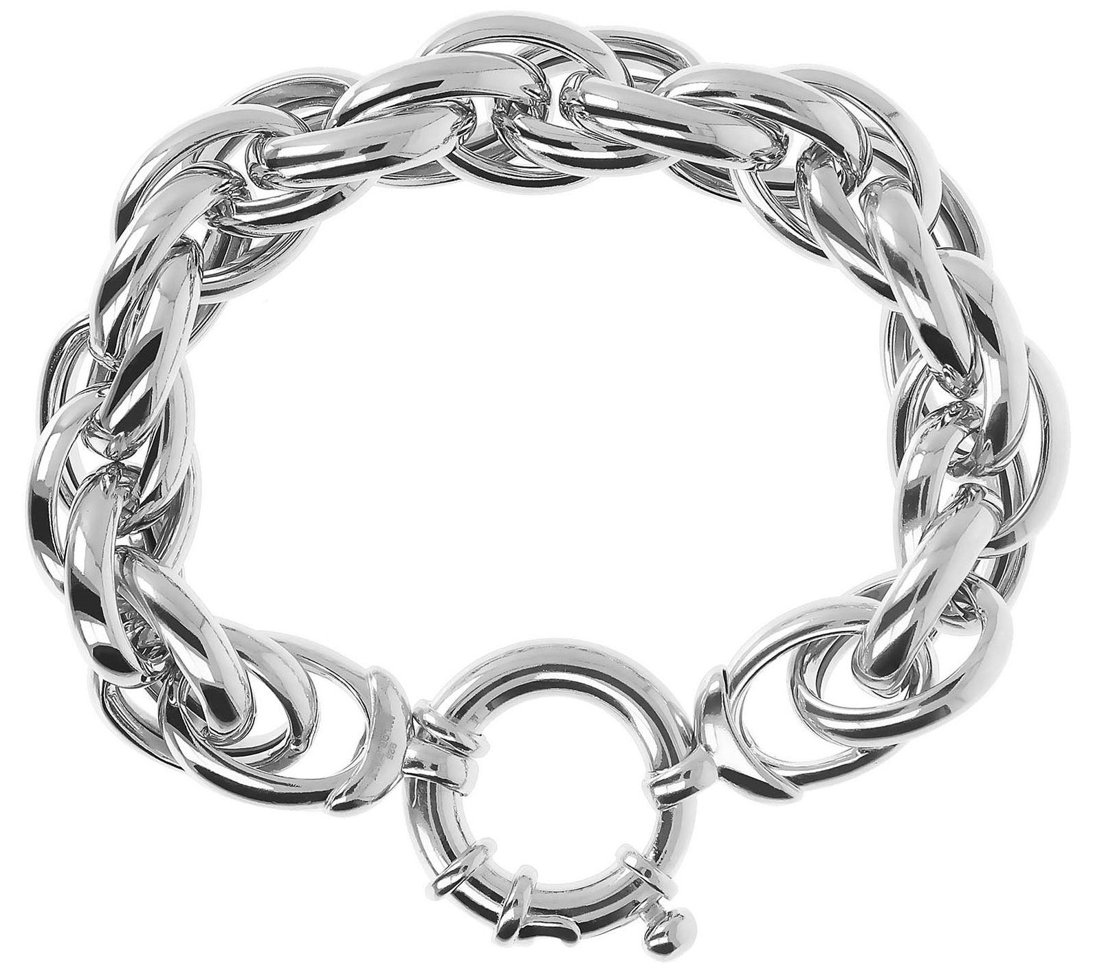 Italian Silver 6-3/4 Bold Oval Link Brace let, 39.0g