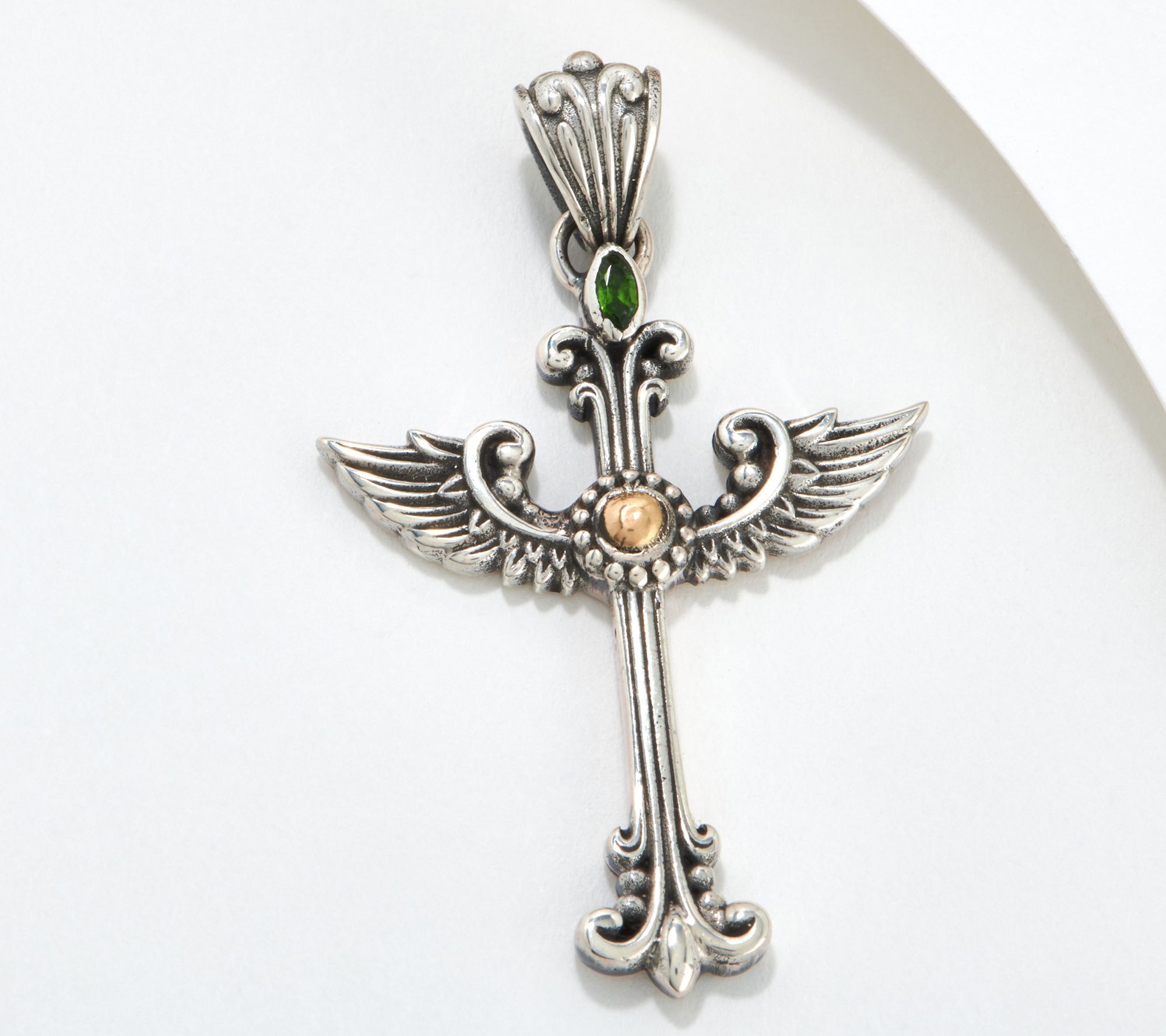 Artisan Crafted Sterling Silver Angel Wing Cross Pendant