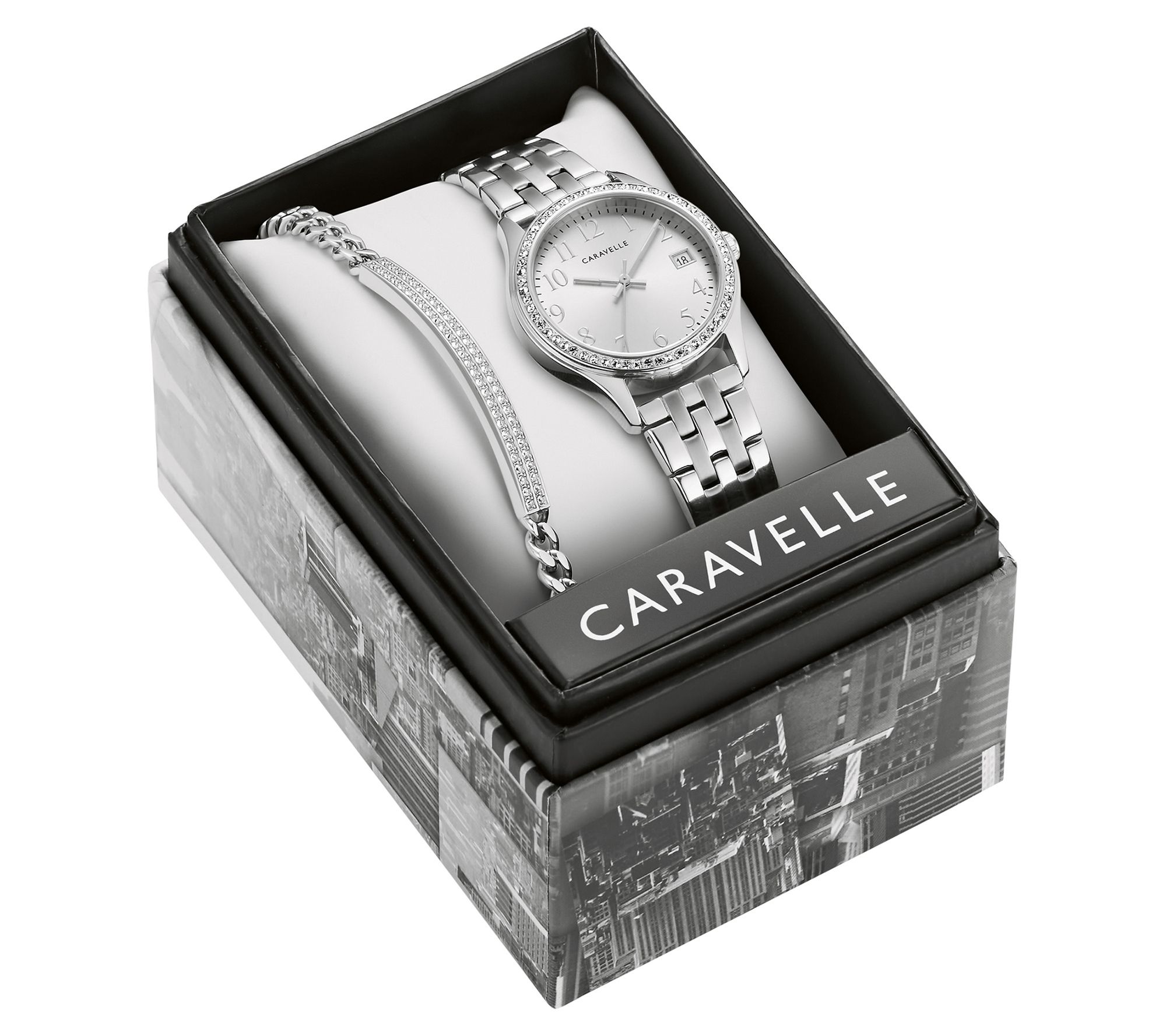 Caravelle by Bulova Women's Stainless Watch & B acelet Set