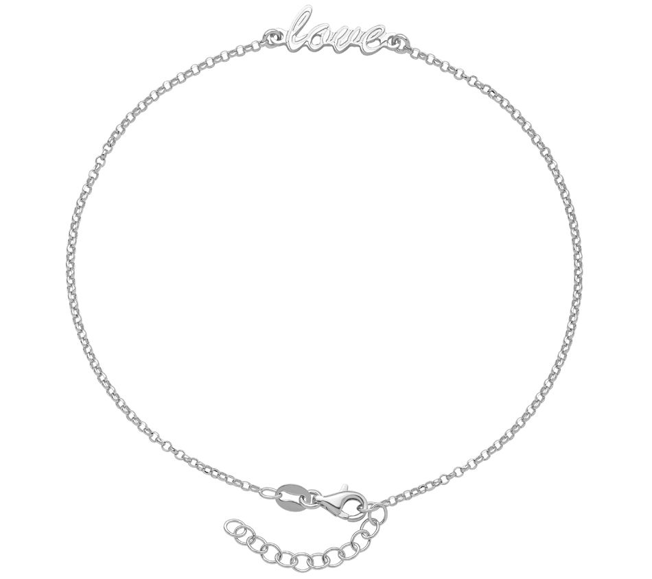 Italian Silver Love Anklet, 1.8g