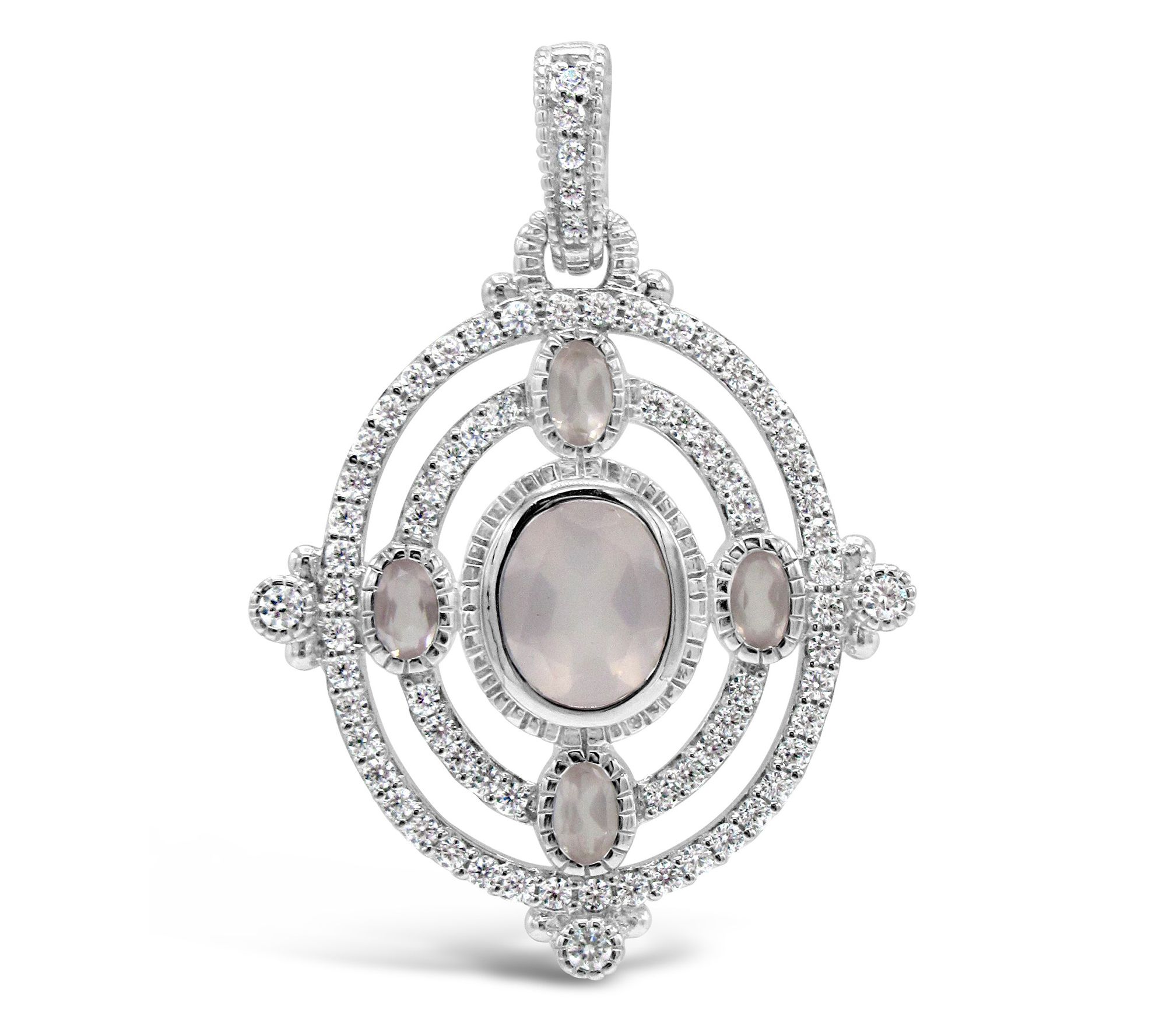 Judith Ripka Sterling Rose Quartz & Diamonique Enhancer
