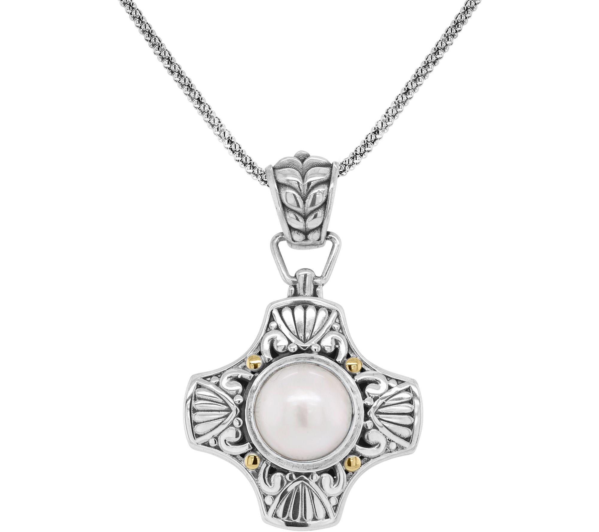 Artisan Crafted Sterling Silver Mabe Pearl Pend Ant W/ Chain