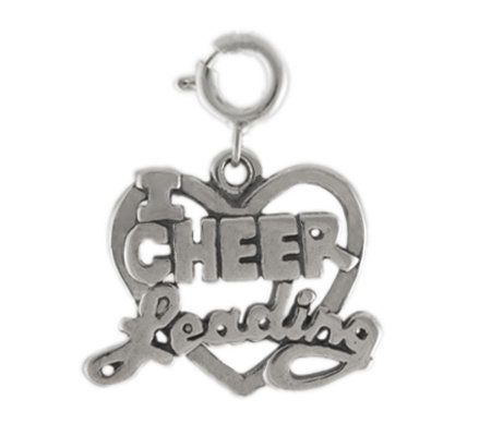 Sterling I Love Cheerleading Heart Charm