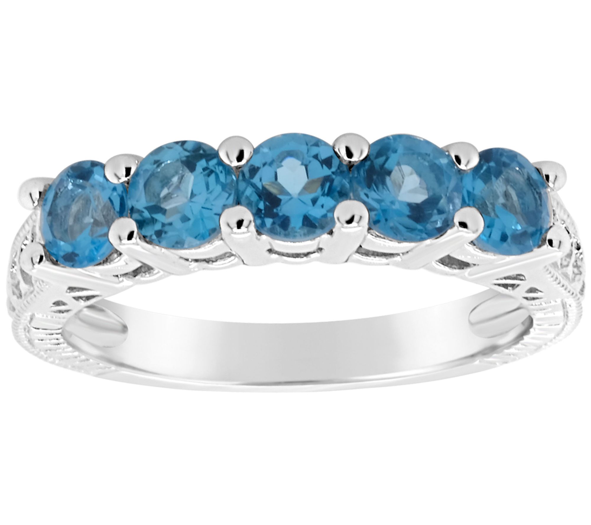 Sterling 5-Stone Round Birthstone Band Ring