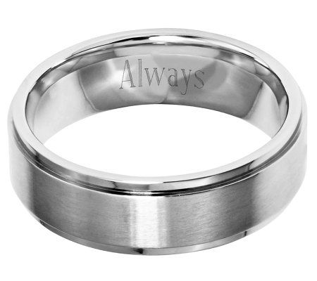 Steel by Design 7mm Ridged Edge Brushed & Polis hed Ring