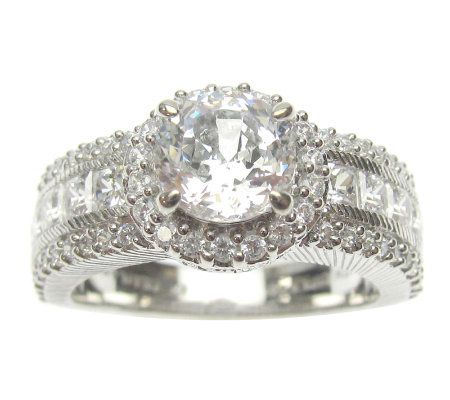 Judith Ripka Sterling Round Halo & Princess-Cut Ring