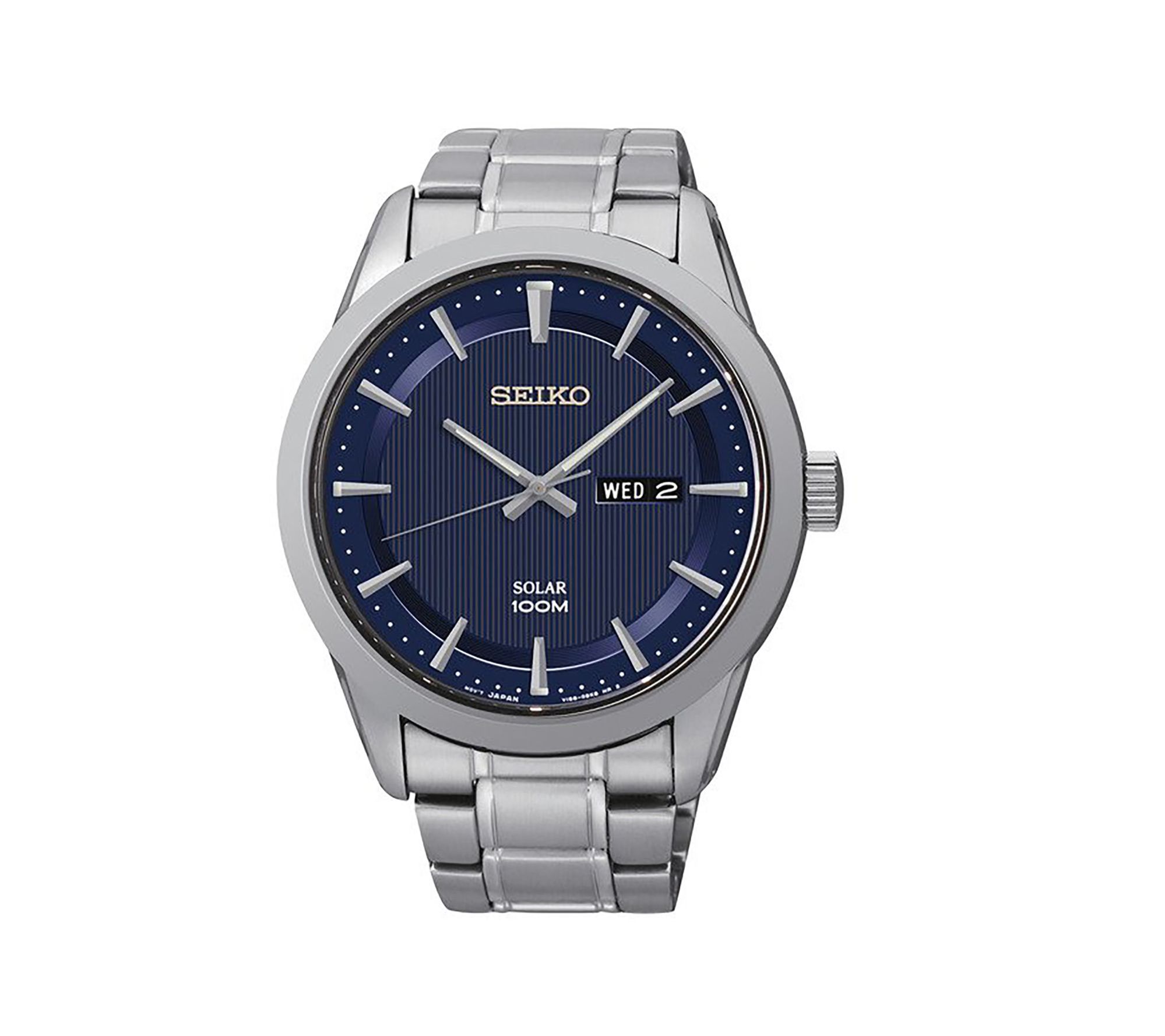 Seiko Mens Blue Dial Stainless Watch w/ Date