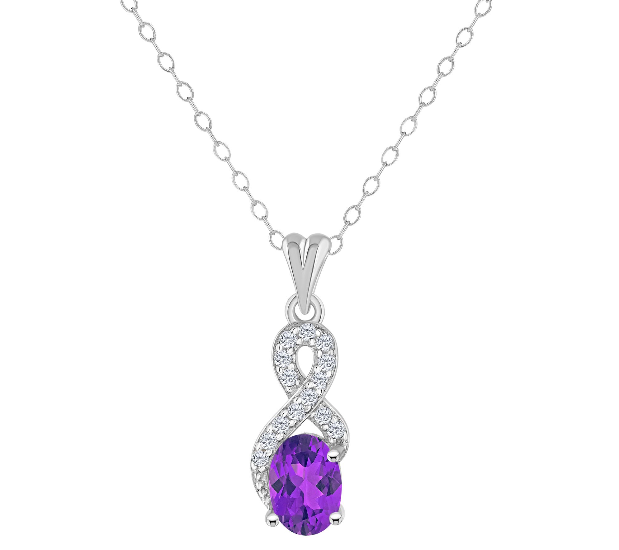 Sterling Silver Multi-Gemstone Infinity Penda nt w/ Chain