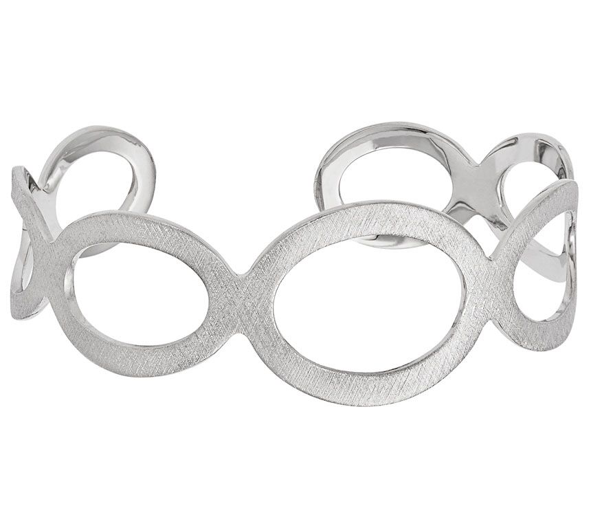 Italian Silver Brushed Oval Cuff, 18.5g