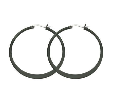 Steel by Design Black-Plated Hoop Earrings
