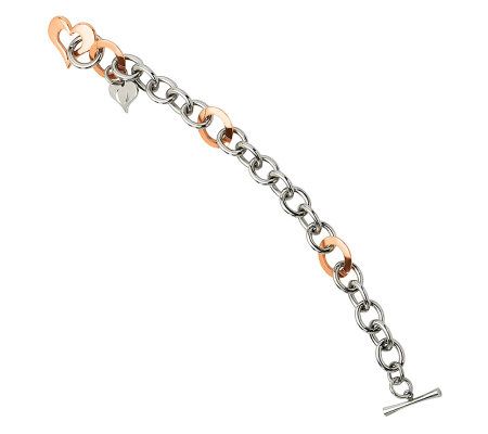 Steel by Design 7-1/2 Link 14K Rose Gold w/Hea rts Bracelet