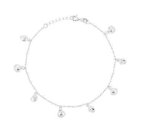 Sterling 10 Polished Seashell Beaded Ankle Bra celet