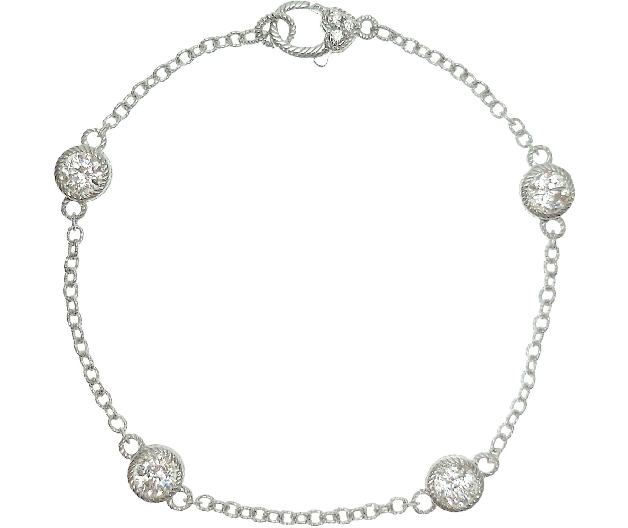 Judith Ripka Sterling Silver 10 Station Anklet