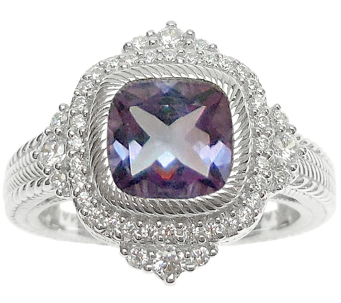 Judith Ripka Sterling Diamonique & Cushion-Cut Amethyst Ring