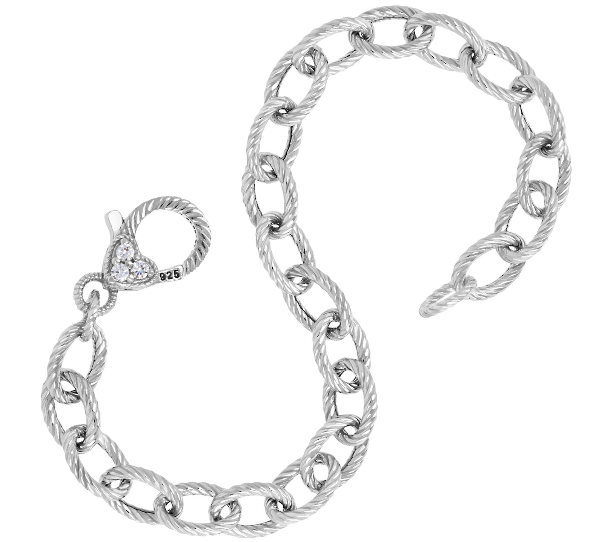 Judith Ripka Verona Sterling Oval Link Bracelet 6.4g