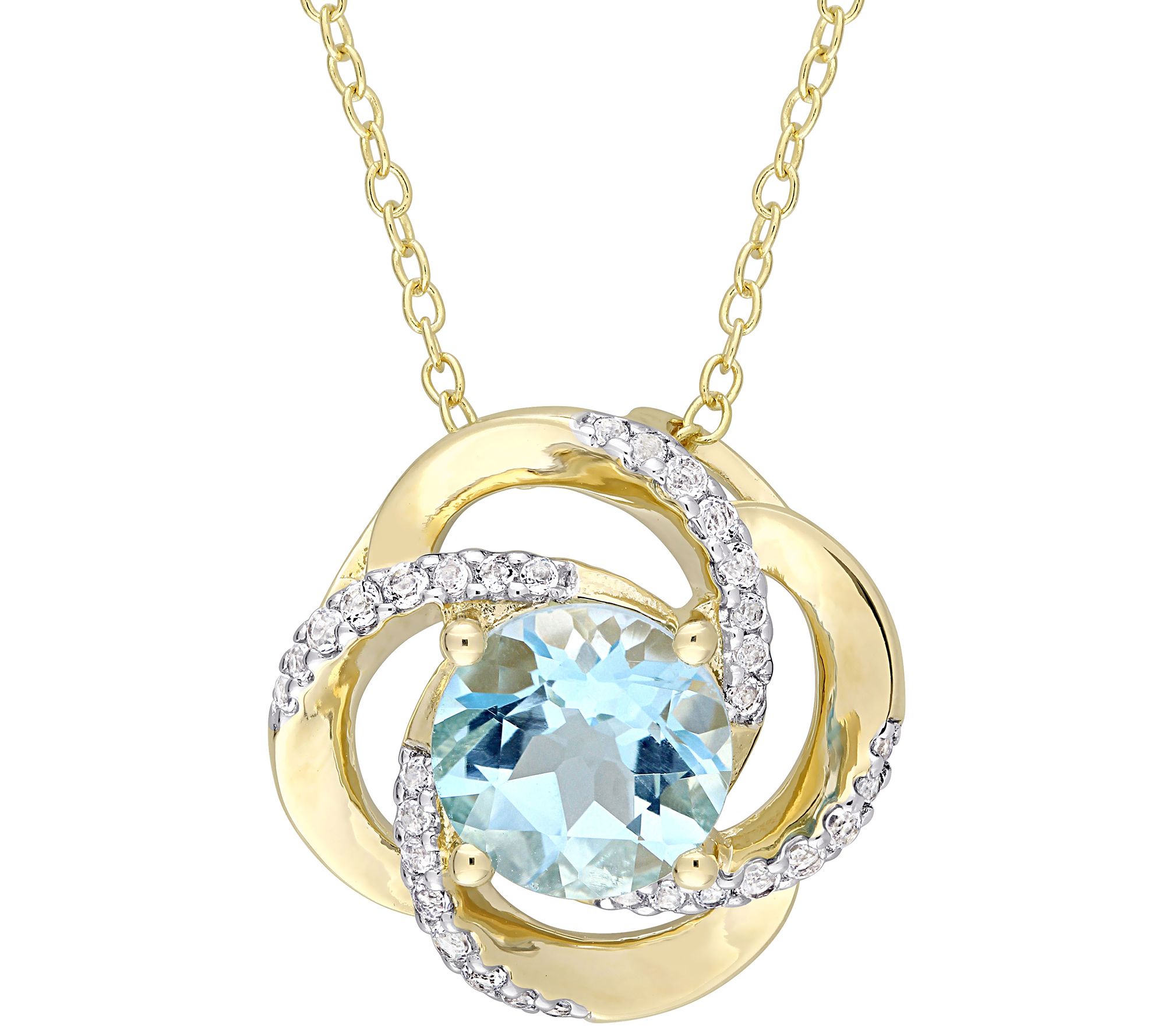 Sterling & 14K Gold 2.60-ct Blue & White Topaz endant w/Chain