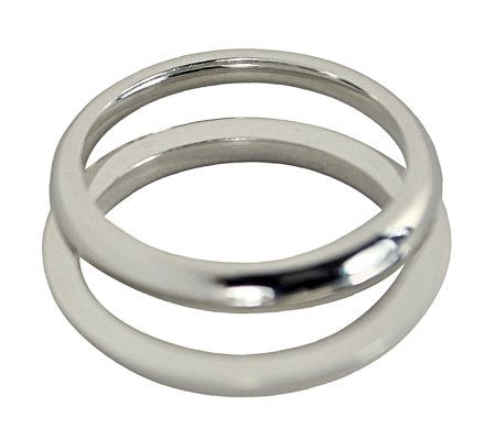 Sterling 2MM Unisex Wedding Band Double R ing G uard