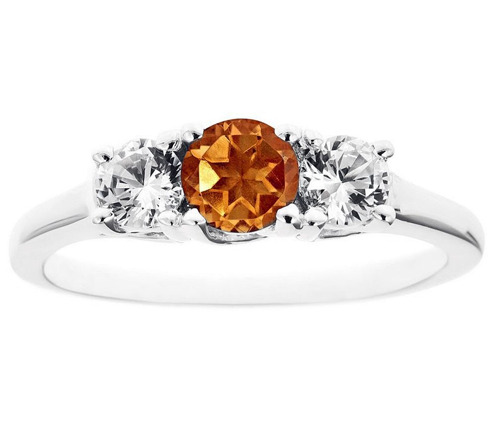 Sterling Silver Three-Stone Gemstone Ring