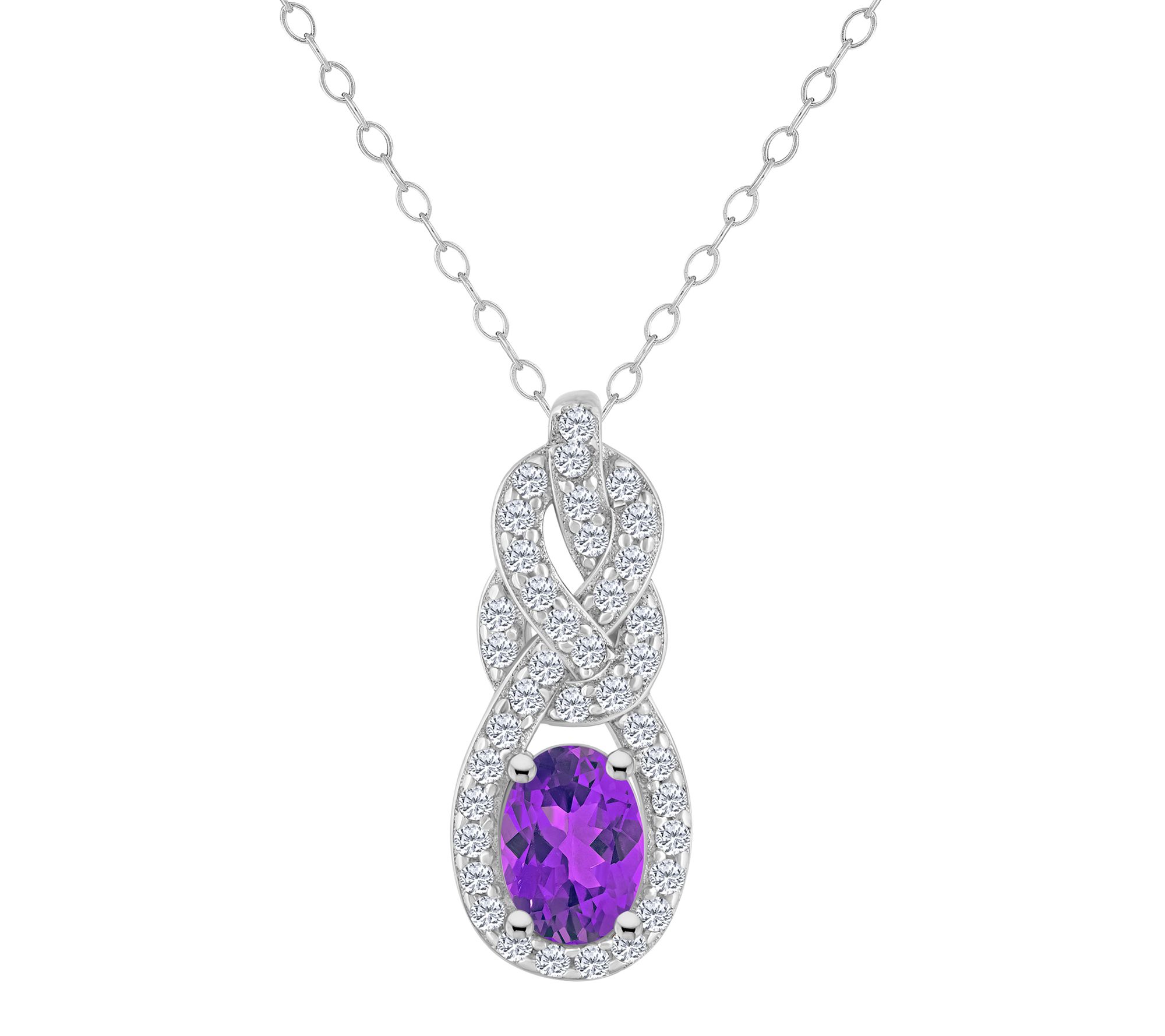 Sterling Silver Multi-Gemstone Knot Penda nt w/ Chain