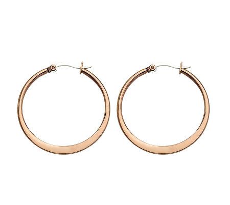Steel by Design Chocolate-plated 1-1/4 Hoop Ea rrings