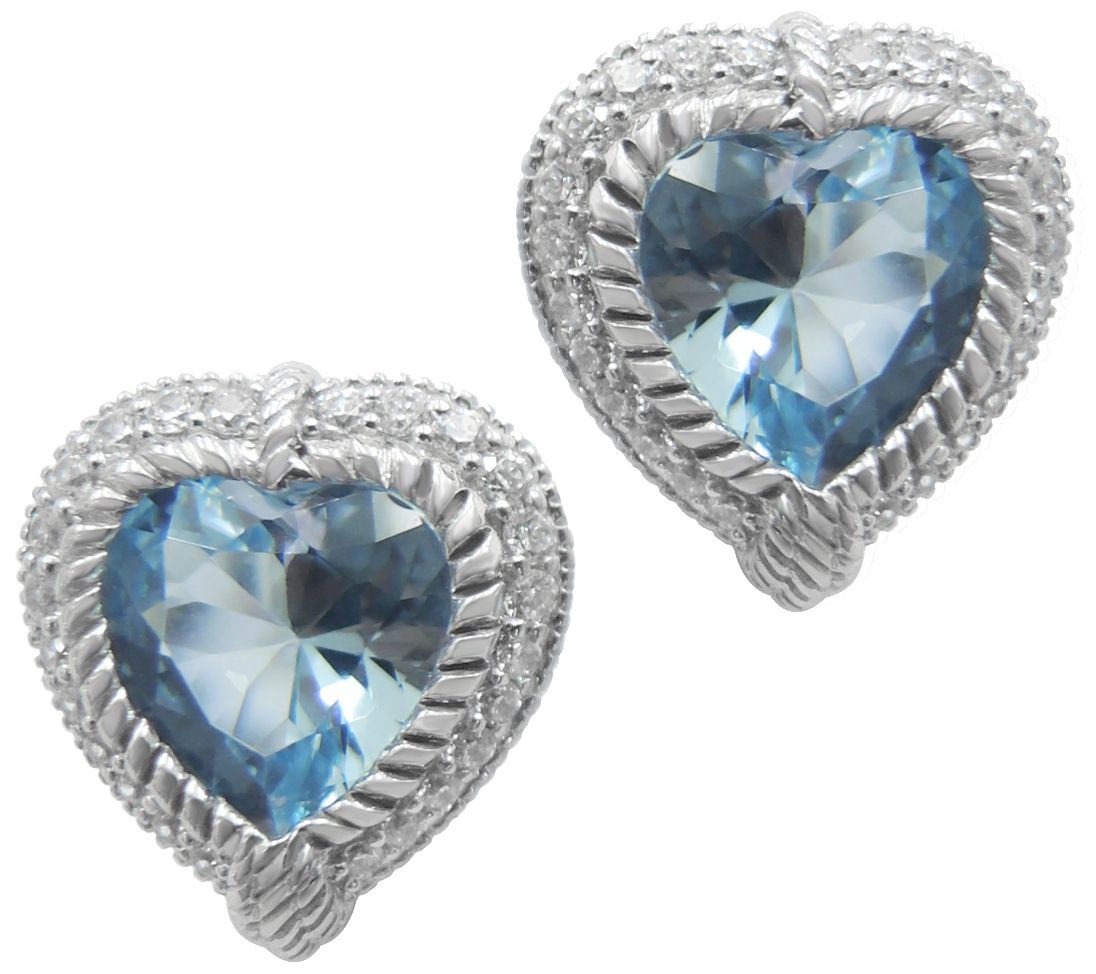 Judith Ripka Sterling, Topaz & Diamonique Heart Earrings