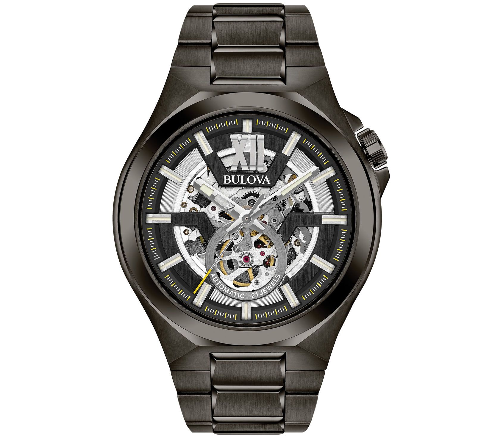 Bulova Mens Automatic Gunmetal Bracelet Watch