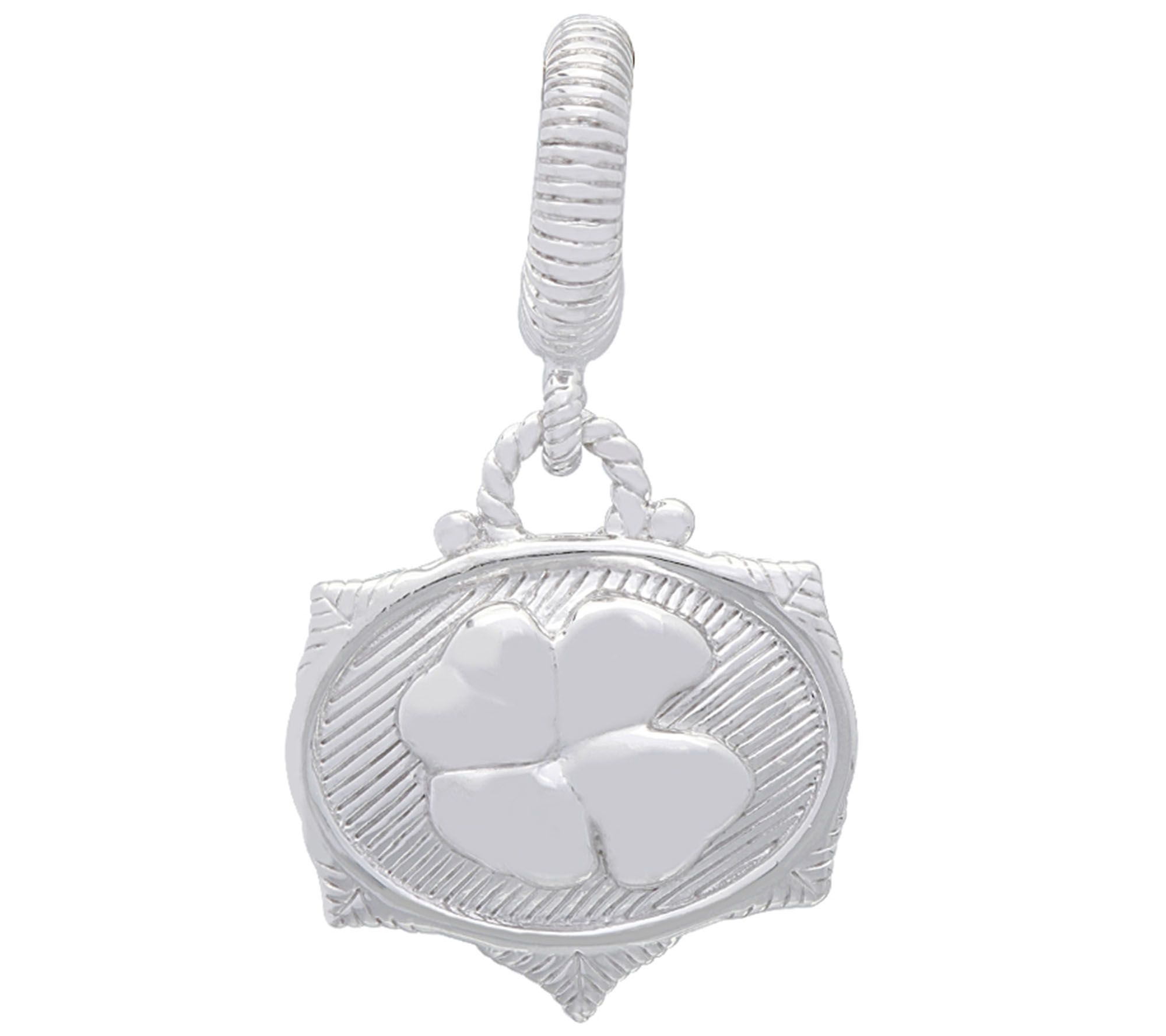 Judith Ripka Sterling Silver Four-Leaf Clover C harm