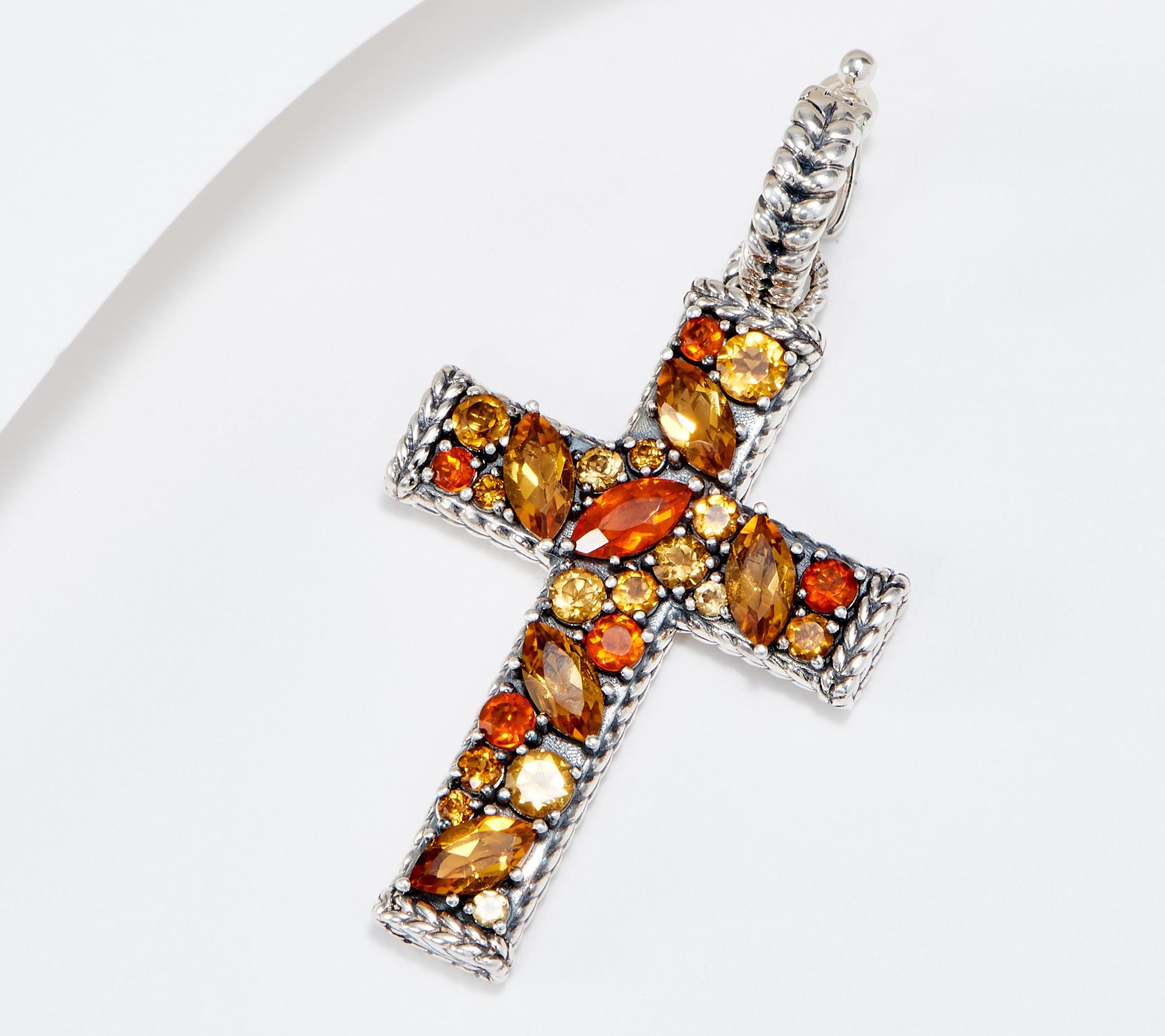 JAI Sterling Silver Multi-Gemstone Cross Enhancer